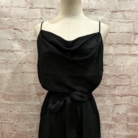 Vintage BILLY JACK FOR HER Sheer Black Spaghetti Strap Dress Tie Waist Size S - Picture 2 of 5
